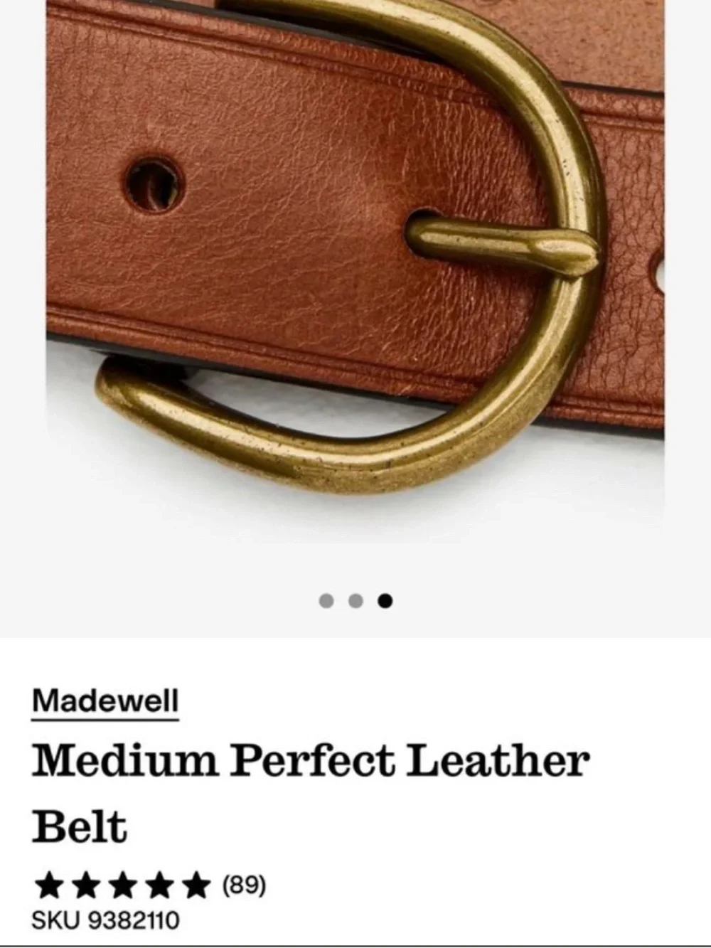 Madewell Leather Belt in Brown with Brass-Tone Buckle